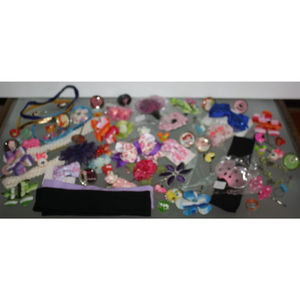 Girl's Lot Of 71 Jewelry & Hair Accessory Items Rings Hair Bows & Clips New